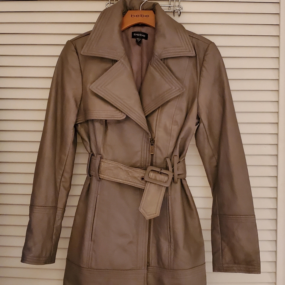Womens Bebe Leather Trench
